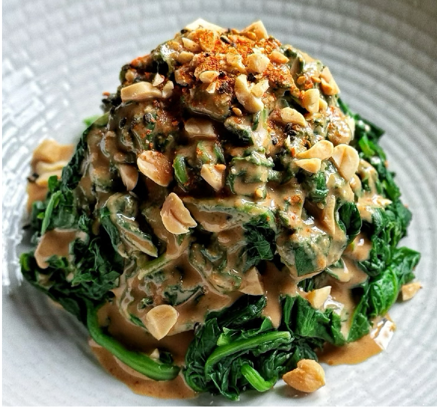 Spinach with Peanut Sauce